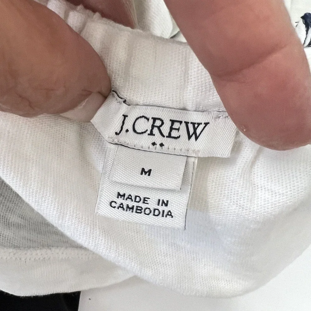 J Crew Top M white embroidered ruffle Off The shoulders blouse cotton knit